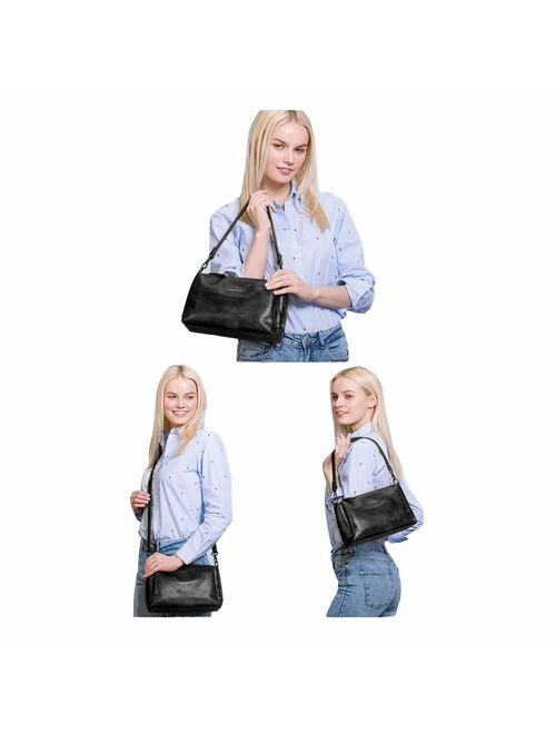 Crossbody Bag for Women, Purses and Handbags Vegan Leather Shoulder Bag with Triple Zip Pocket and Two Detachable Straps