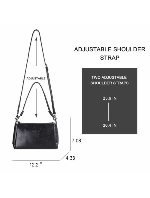 Crossbody Bag for Women, Purses and Handbags Vegan Leather Shoulder Bag with Triple Zip Pocket and Two Detachable Straps