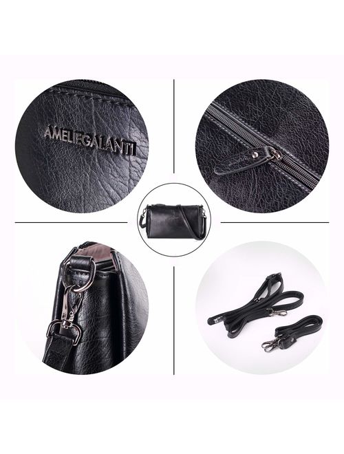 Crossbody Bag for Women, Purses and Handbags Vegan Leather Shoulder Bag with Triple Zip Pocket and Two Detachable Straps