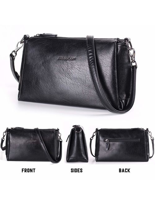 Crossbody Bag for Women, Purses and Handbags Vegan Leather Shoulder Bag with Triple Zip Pocket and Two Detachable Straps