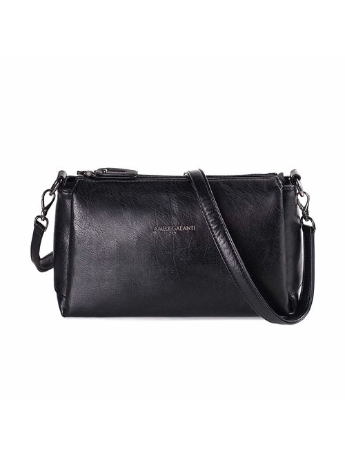 Crossbody Bag for Women, Purses and Handbags Vegan Leather Shoulder Bag with Triple Zip Pocket and Two Detachable Straps