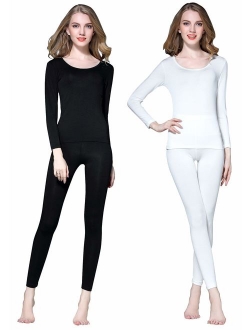 Vinconie Thin Thermal Underwear for Women Long Johns Set Scoop Neck Base Layer