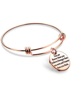 You are Braver Stronger Smarter than you think Inspirational Expandable Bangle Bracelet Women