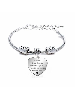 You are Braver Stronger Smarter than you think Inspirational Expandable Bangle Bracelet Women