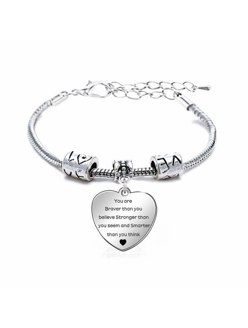 You are Braver Stronger Smarter than you think Inspirational Expandable Bangle Bracelet Women