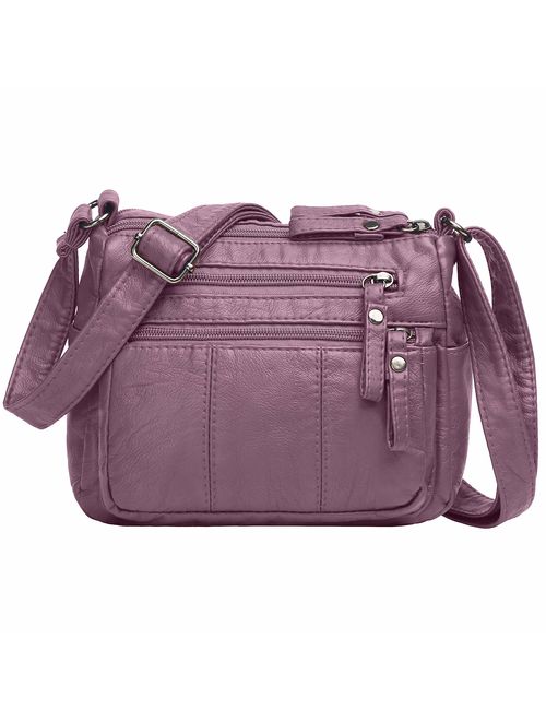 VOLGANIK ROCK Women Crossbody Bag Pocketbooks Soft PU Leather Purses and Handbags Multi Pocket Shoulder Bag Messenger Bag