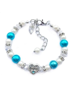 DOLON Gift for Granddaughter Bracelet Jewelry with Rhinestone Balls Faux Pearl