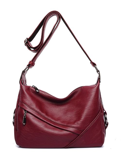 Molodo Accent Retro Sling Leather Corssbody Bag For Women Medium Shoulder Purse Hobo Handbag