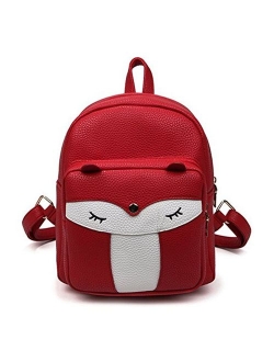 Cute Mini Leather Fox Fashion Backpack Small Daypacks Purse for Girls