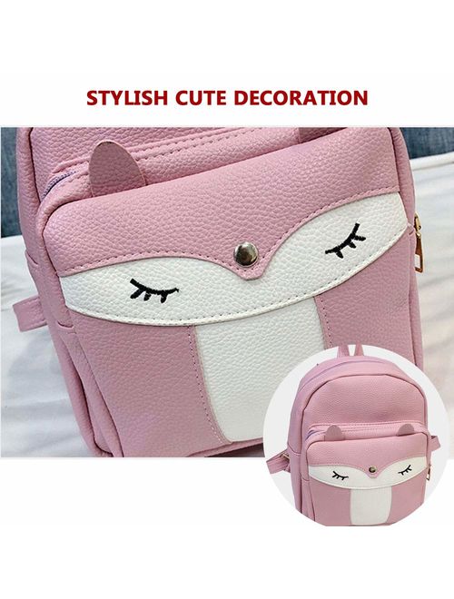 Cute Mini Leather Fox Fashion Backpack Small Daypacks Purse for Girls