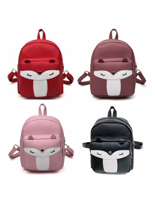 Cute Mini Leather Fox Fashion Backpack Small Daypacks Purse for Girls