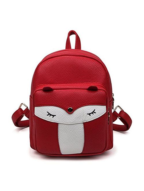 Cute Mini Leather Fox Fashion Backpack Small Daypacks Purse for Girls