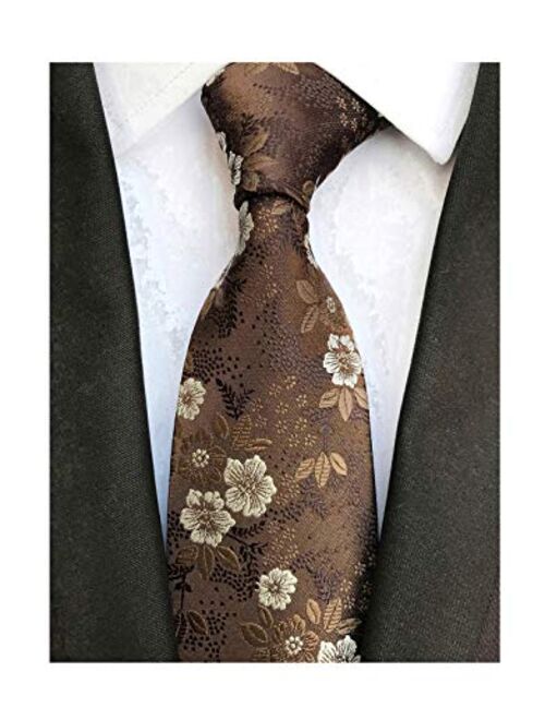 Men's Tie Cravat Jacquard Luxury Small Floral Pattern Wedding Necktie by Elfeves