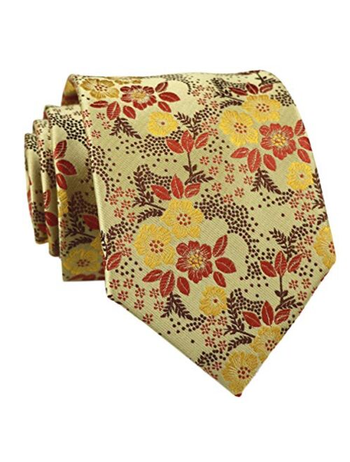 Men's Tie Cravat Jacquard Luxury Small Floral Pattern Wedding Necktie by Elfeves