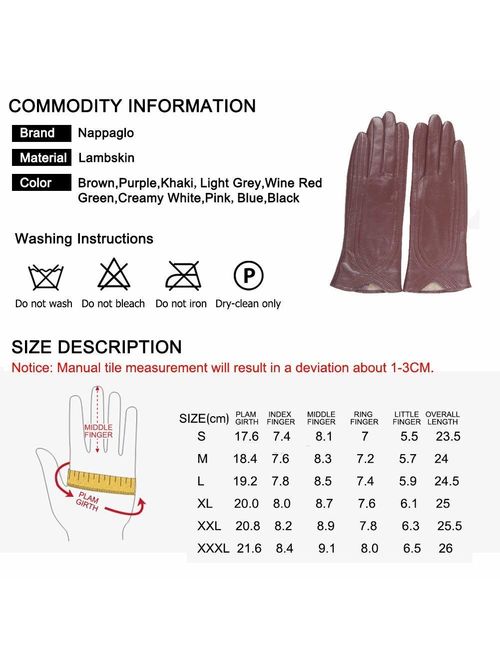 Nappaglo Nappa Leather Gloves Warm Handmade Curve Lambskin for Women