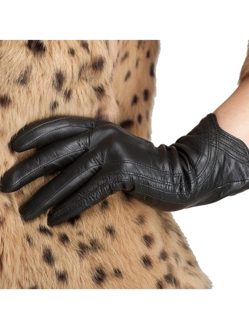 Nappaglo Nappa Leather Gloves Warm Handmade Curve Lambskin for Women