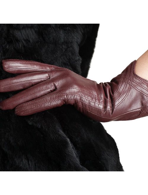 Nappaglo Nappa Leather Gloves Warm Handmade Curve Lambskin for Women