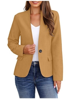 GRAPENT Women's Business Casual Pockets Work Office Blazer Back Slit Jacket Suit