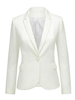 GRAPENT Women's Business Casual Pockets Work Office Blazer Back Slit Jacket Suit