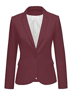 GRAPENT Women's Business Casual Pockets Work Office Blazer Back Slit Jacket Suit