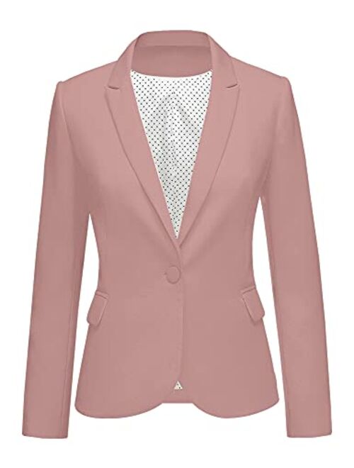 GRAPENT Women's Business Casual Pockets Work Office Blazer Back Slit Jacket Suit