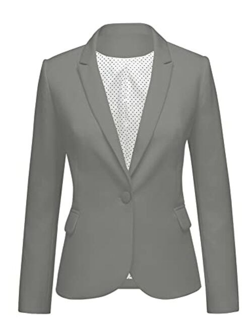 GRAPENT Women's Business Casual Pockets Work Office Blazer Back Slit Jacket Suit