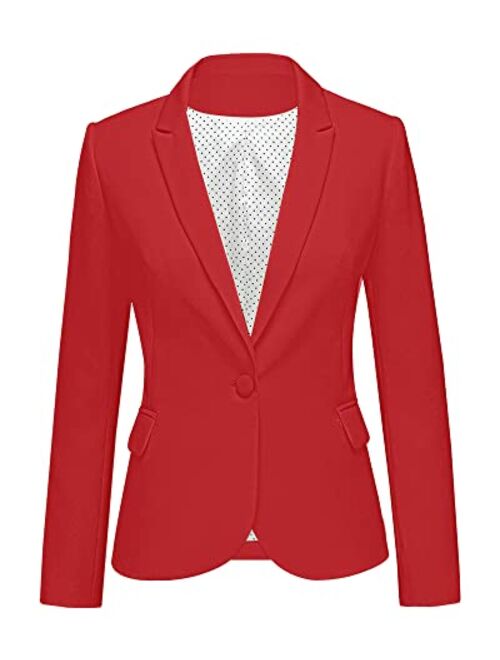 GRAPENT Women's Business Casual Pockets Work Office Blazer Back Slit Jacket Suit