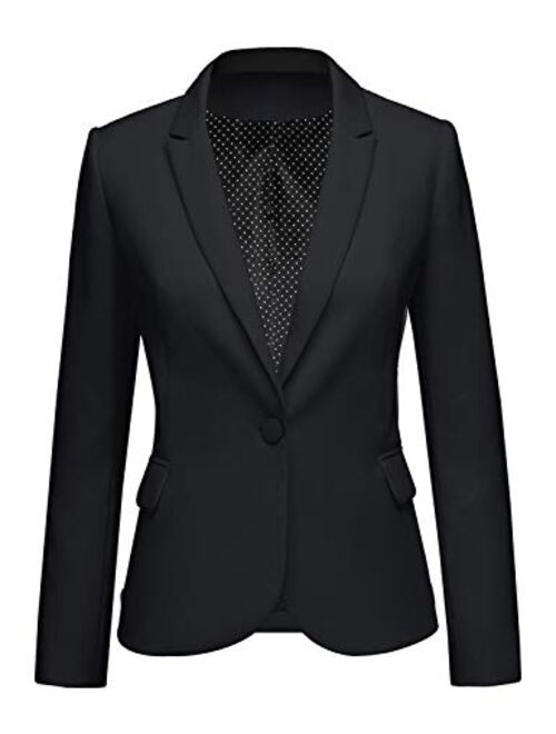 GRAPENT Women's Business Casual Pockets Work Office Blazer Back Slit Jacket Suit