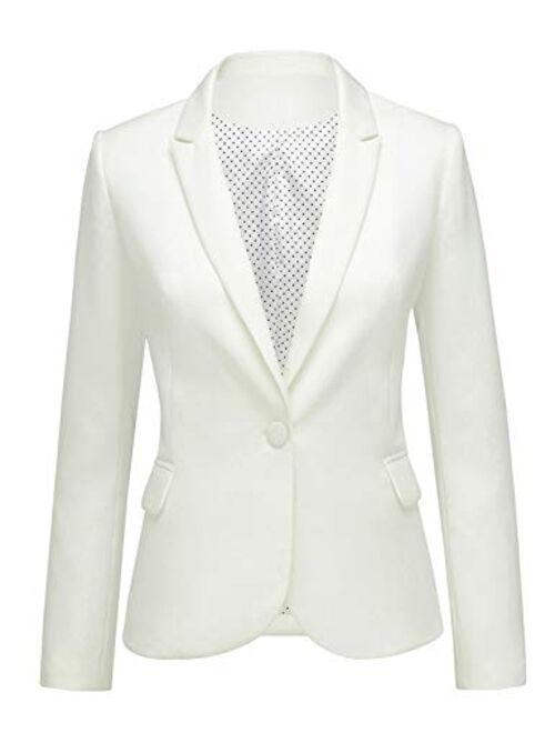 GRAPENT Women's Business Casual Pockets Work Office Blazer Back Slit Jacket Suit