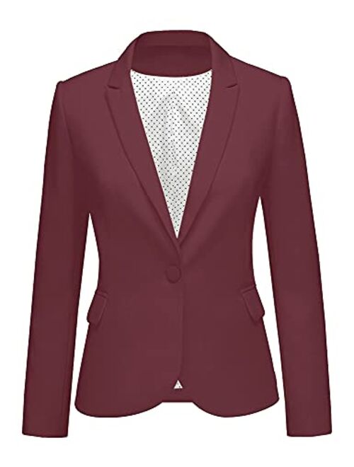 GRAPENT Women's Business Casual Pockets Work Office Blazer Back Slit Jacket Suit