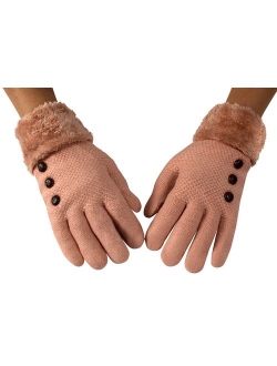 Peach Couture Classic Cable Knit Plush Fleece Lined Double Layer Winter Gloves