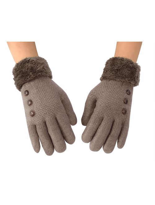 Peach Couture Classic Cable Knit Plush Fleece Lined Double Layer Winter Gloves