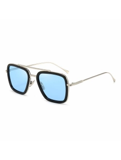 Vintage Aviator Square Sunglasses for Men Women Gold Frame Retro Brand Designer Classic Tony Stark Sunglasses