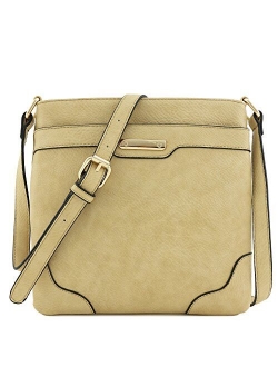 Medium Size Solid Modern Classic Crossbody Bag with Gold Plate