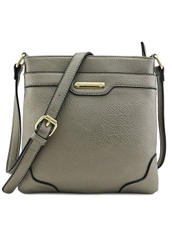 Medium Size Solid Modern Classic Crossbody Bag with Gold Plate