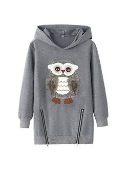 Sweatshirts for Girls Kids Hoodies Hooded Pullover Fuzzy Cute Owl