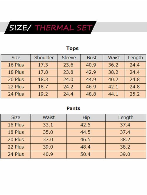 IN'VOLAND Women's Plus Size Thermal Underwear Fleece Lined Long Johns Set Winter Top&Pants Pajama