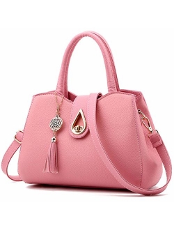 Women PU leather Mini Cute Tote Bags Small Top Handle Satchel Purses Shoulder Tassel Handbags for Ladies