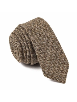 VOBOOM Mens Necktie Skinny Tie Tweed Pattern Woolen Neck Tie-many colors