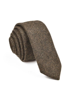 VOBOOM Mens Necktie Skinny Tie Tweed Pattern Woolen Neck Tie-many colors