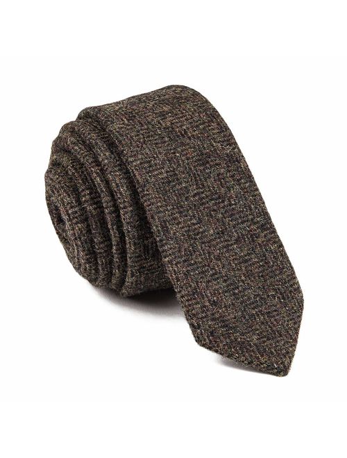 VOBOOM Mens Necktie Skinny Tie Tweed Pattern Woolen Neck Tie-many colors