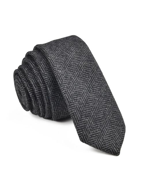 VOBOOM Mens Necktie Skinny Tie Tweed Pattern Woolen Neck Tie-many colors