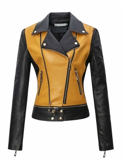 Tanming Women's Faux Leather Moto Biker Short Coat Jacket