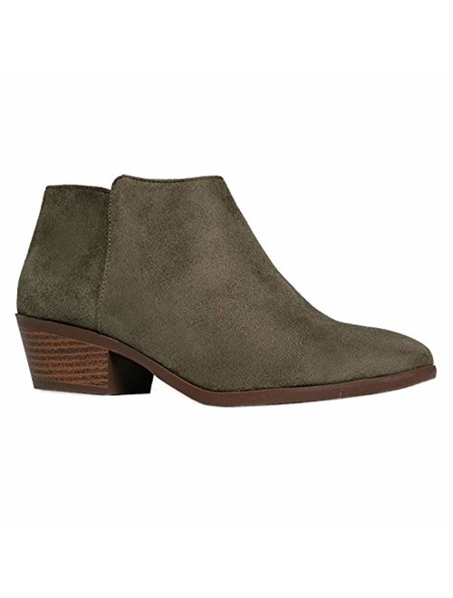 J. Adams Lexy Ankle Boot - Low Stacked Heel Closed Toe Casual Western Bootie