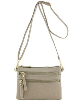 Multi Zipper Pocket Small Wristlet Crossbody Bag