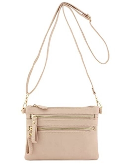 Multi Zipper Pocket Small Wristlet Crossbody Bag