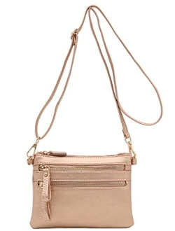 Multi Zipper Pocket Small Wristlet Crossbody Bag