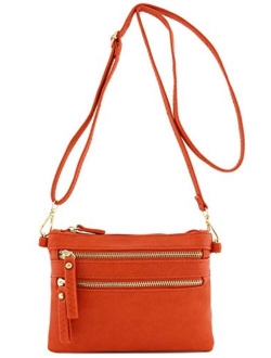 Multi Zipper Pocket Small Wristlet Crossbody Bag