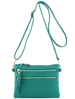 Multi Zipper Pocket Small Wristlet Crossbody Bag