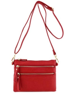 Multi Zipper Pocket Small Wristlet Crossbody Bag